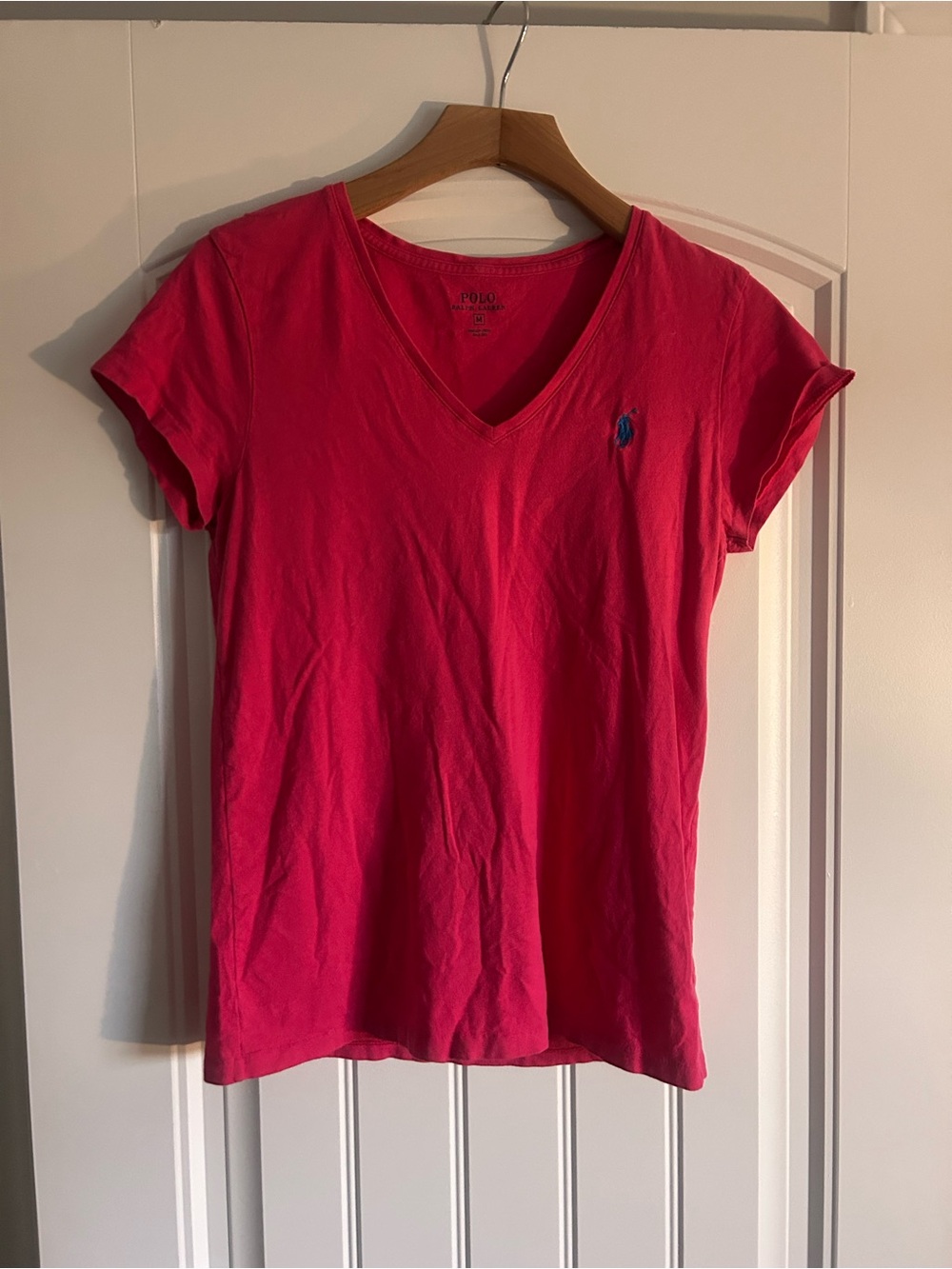 Polo by Ralph Lauren Hot Pink V-Neck Short Sleeve Tee